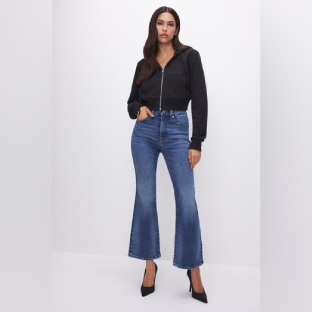 Good American ALWAYS FITS GOOD LEGS CROPPED MINI BOOTCUT JEANS Sz 14-18